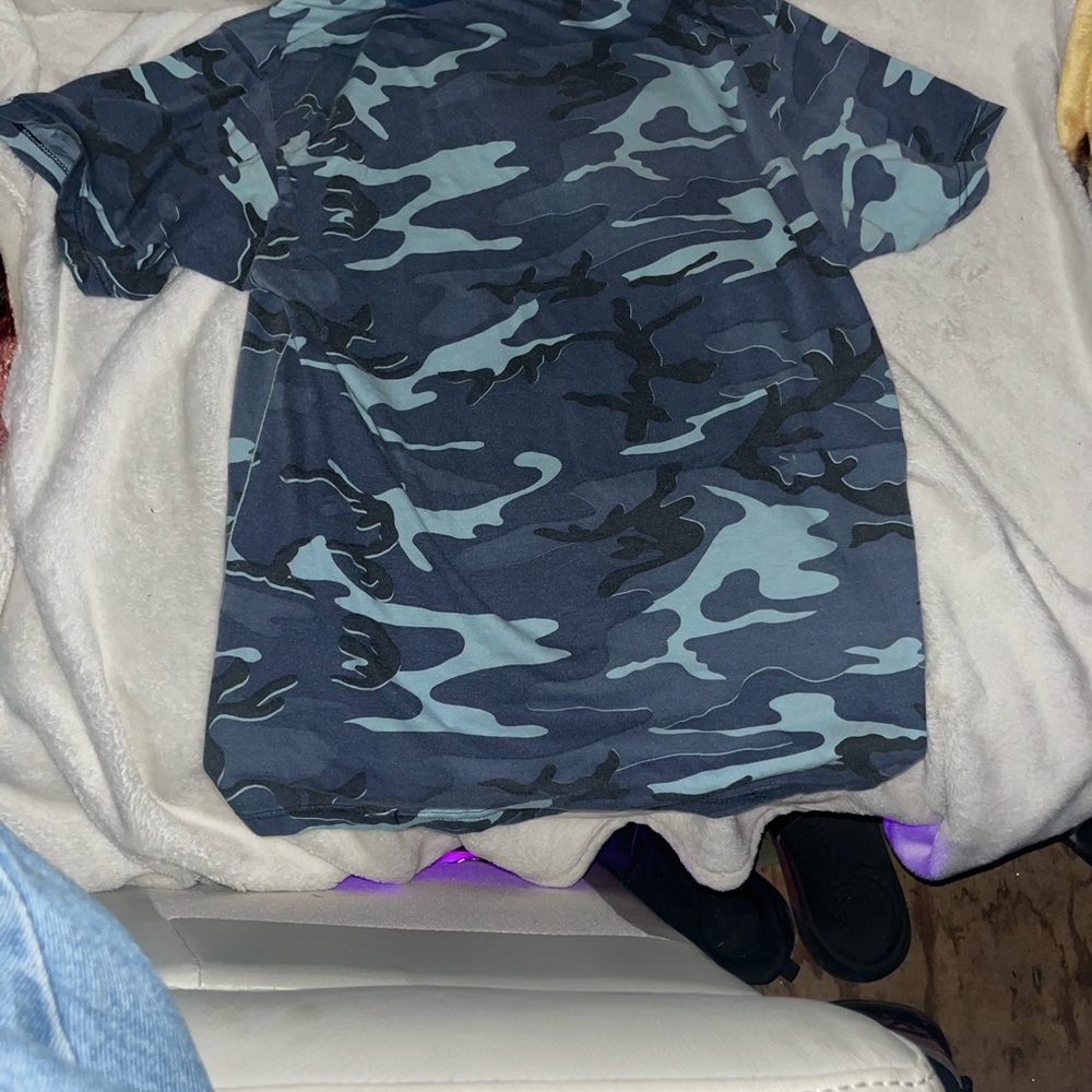 Camo Blue and Gray Short Sleeve Tee